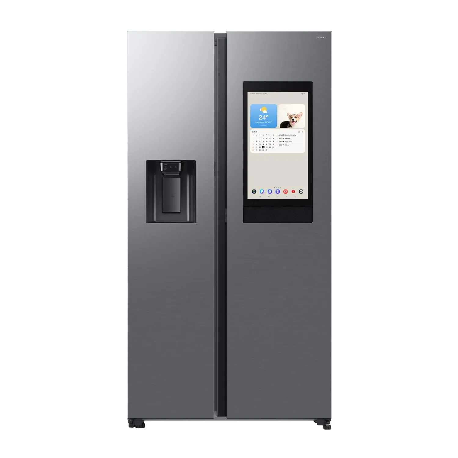 Samsung Frigorifero Side by Side Bespoke AI RS90F67BET/EF con Dispenser Acqua/Ghiaccio, Wifi con AI Energy Mode, Display Family Hub 21,5”, 614 L, LxAxP: 91,2 x 178,4 x 72,6 cm, Metal Inox - immagine 1