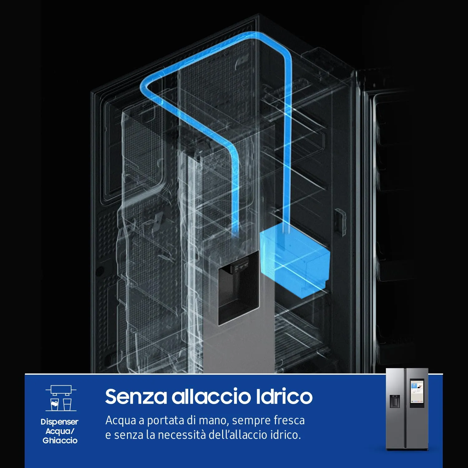 Samsung Frigorifero Side by Side Bespoke AI RS90F67BET/EF con Dispenser Acqua/Ghiaccio, Wifi con AI Energy Mode, Display Family Hub 21,5”, 614 L, LxAxP: 91,2 x 178,4 x 72,6 cm, Metal Inox - immagine 10