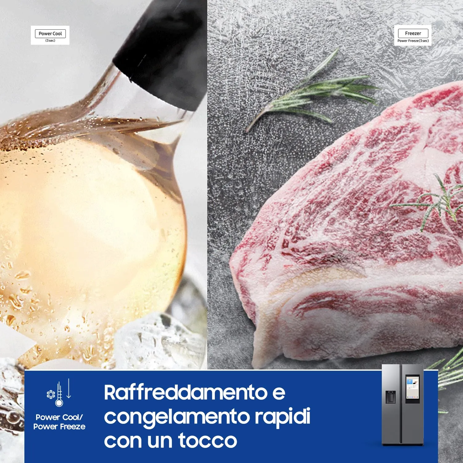 Samsung Frigorifero Side by Side Bespoke AI RS90F67BET/EF con Dispenser Acqua/Ghiaccio, Wifi con AI Energy Mode, Display Family Hub 21,5”, 614 L, LxAxP: 91,2 x 178,4 x 72,6 cm, Metal Inox - immagine 11