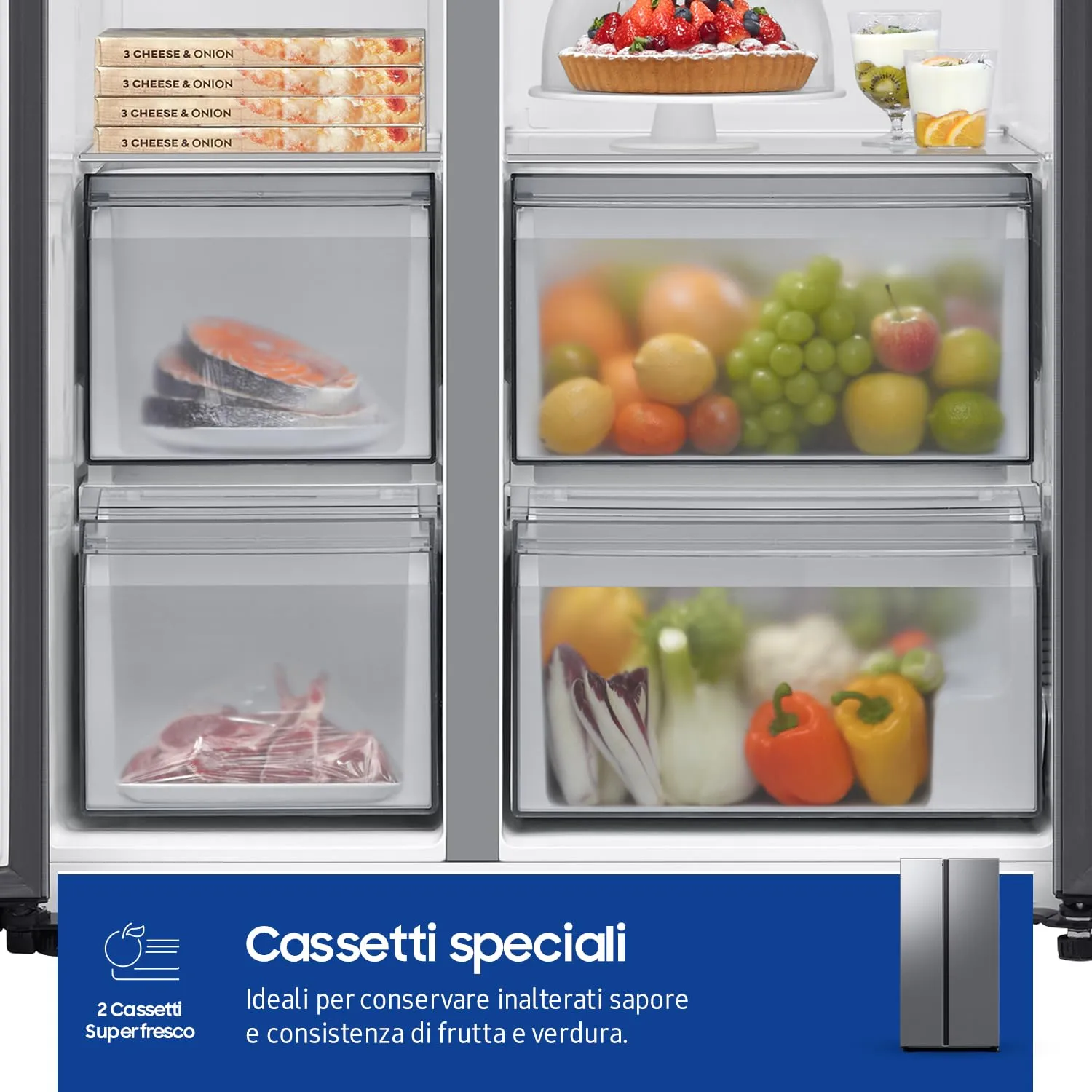 Samsung Frigorifero Side by Side Samsung Air Space AI RS70F65QDT/EF, All-Around Cooling, Wifi con AI Energy Mode, Total No Frost, SpaceMax, 654 L, LxAxP: 91,2 x 178,4 x 72,6 cm, Metal Inox - immagine 6