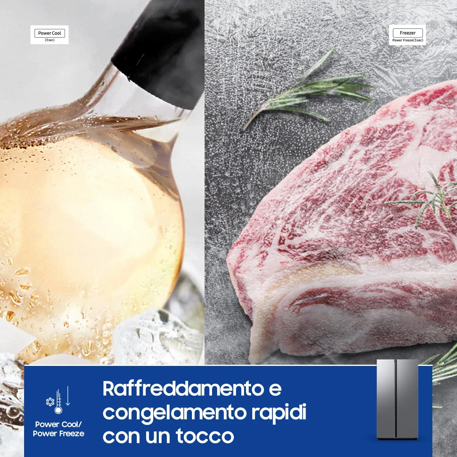 Samsung Frigorifero Side by Side Samsung Air Space AI RS70F65QDT/EF, All-Around Cooling, Wifi con AI Energy Mode, Total No Frost, SpaceMax, 654 L, LxAxP: 91,2 x 178,4 x 72,6 cm, Metal Inox - immagine 7