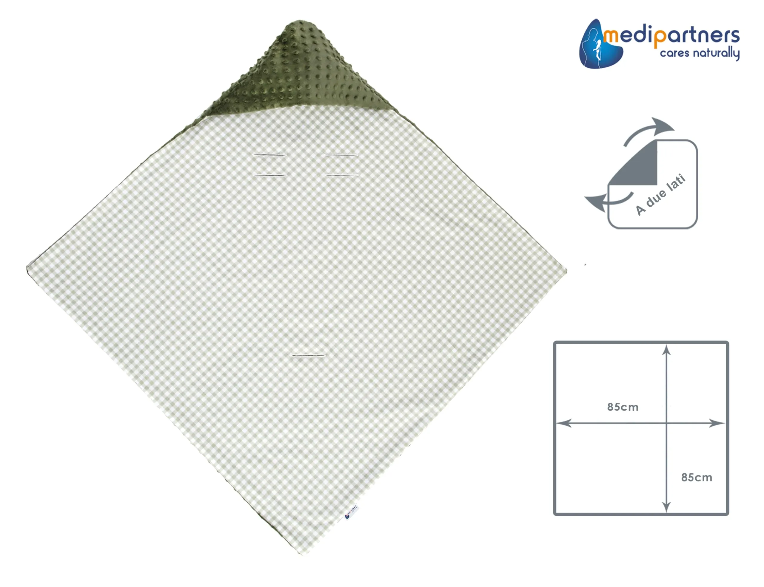 Medi Partners Coperta neonato ovetto Sacco per Passeggino - 100% Cotone universale Blanket 85x85cm fodera protettiva Morbida e Accogliente Passeggini Marsupio (Griglia con oliva Minky) - immagine 4