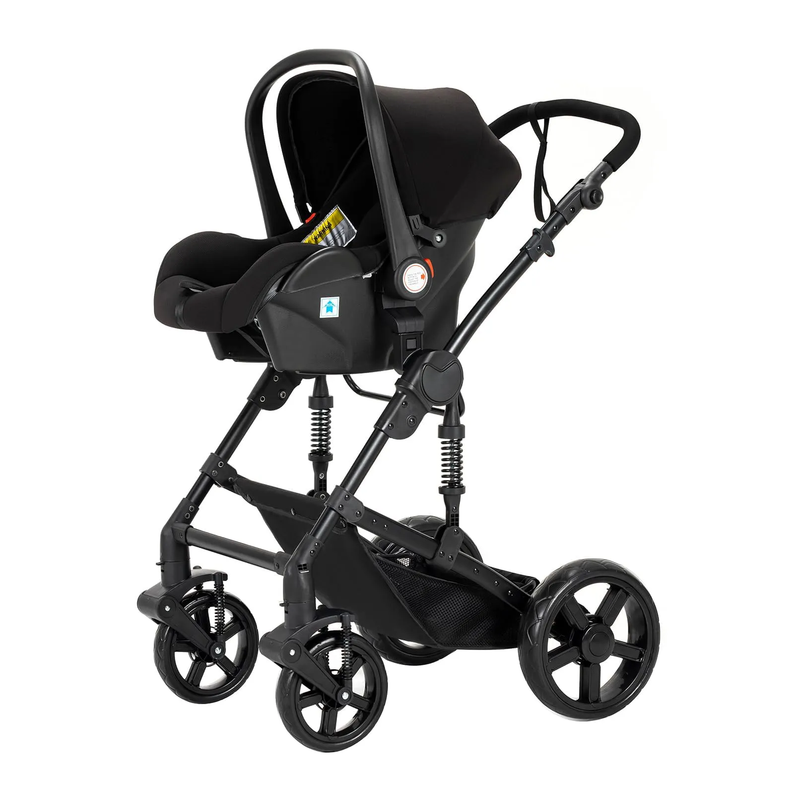 Reenborn Passeggino Trio, Passeggino 3 in 1 con Due Modi Reversibili Spingere, Trio con Design Pieghevole in Un Clic, Trio Passeggino Neonati con Telaio Alluminio Paesaggistico Alto (588 Black) - immagine 8