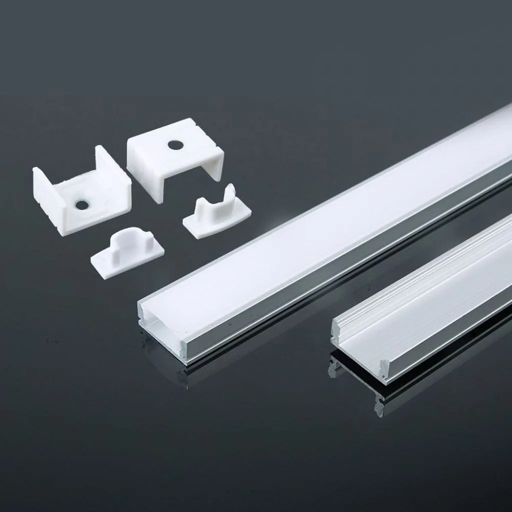 V-TAC Profilo in Alluminio Colore Silver per Strip LED (Max l: 124mm) Copertura Satinata 2000 x 174 x 7mm - immagine 1