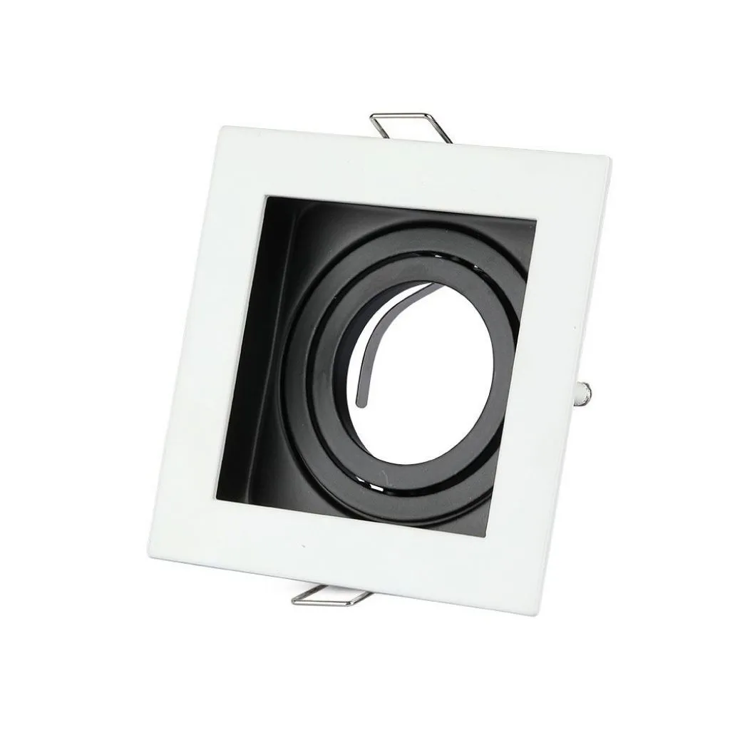 V-TAC Portafaretto LED da Incasso Quadrato GU10 e GU5.3 (MR16) Colore Bianco Orientabile - immagine 1