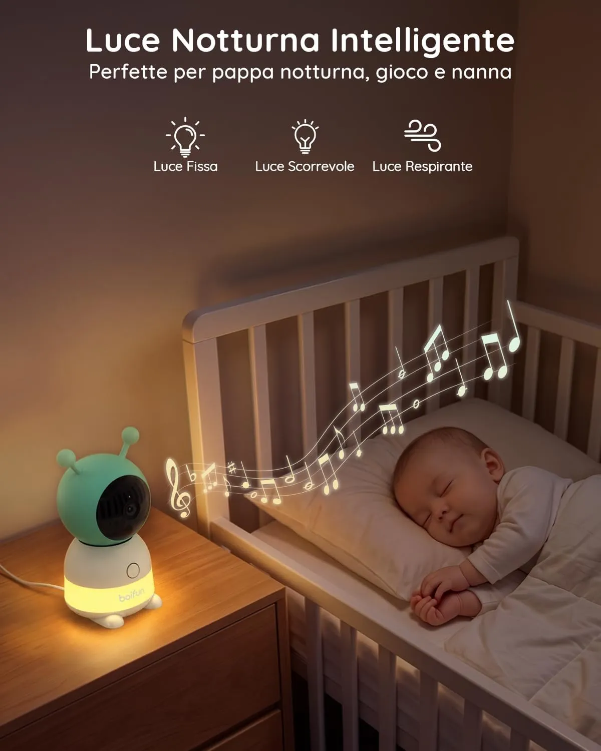 BOIFUN Baby Monitor WiFi 5" con Camera 2K, App, Visione Notturna, PTZ 360° - immagine 4