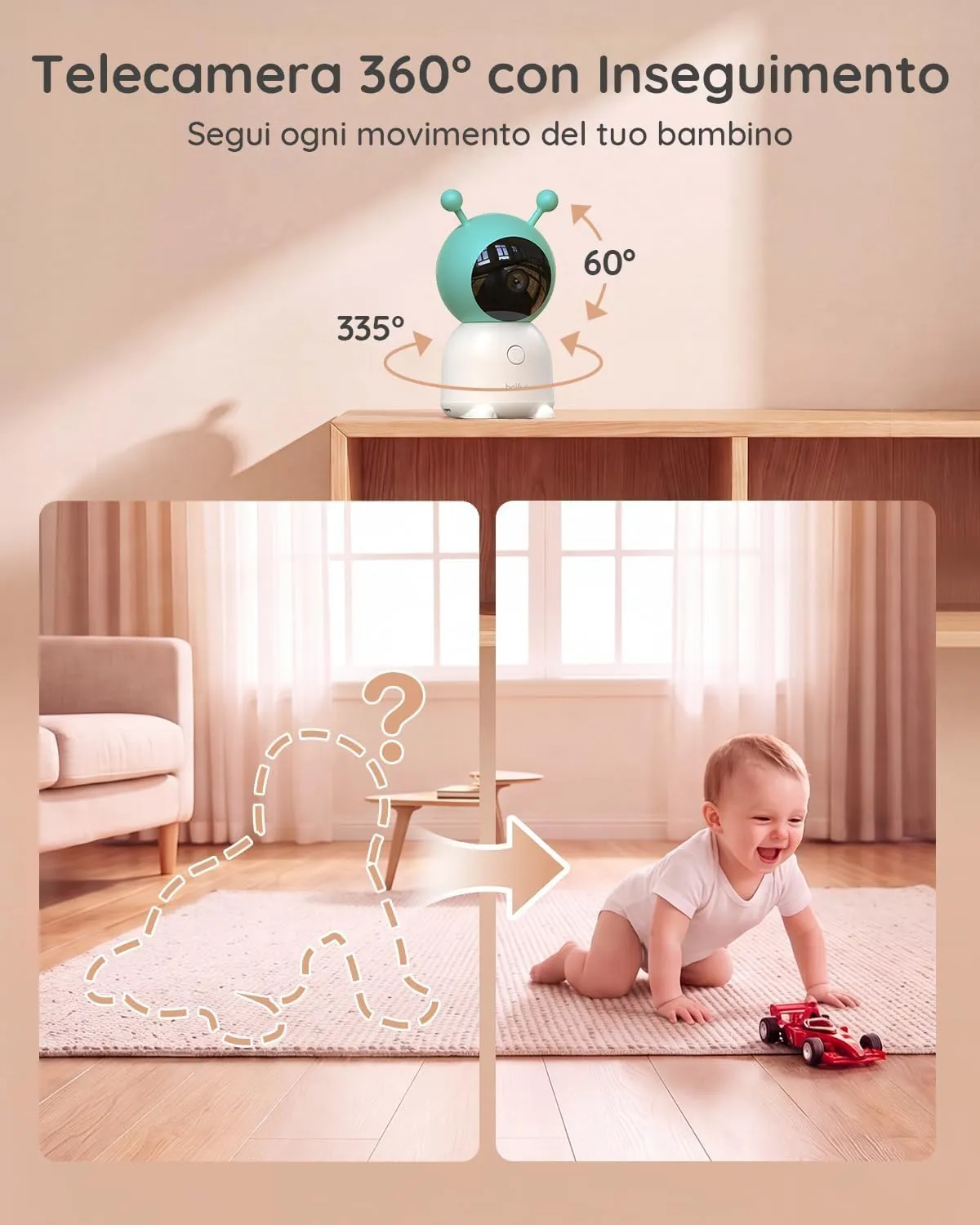 BOIFUN Baby Monitor WiFi 5" con Camera 2K, App, Visione Notturna, PTZ 360° - immagine 10