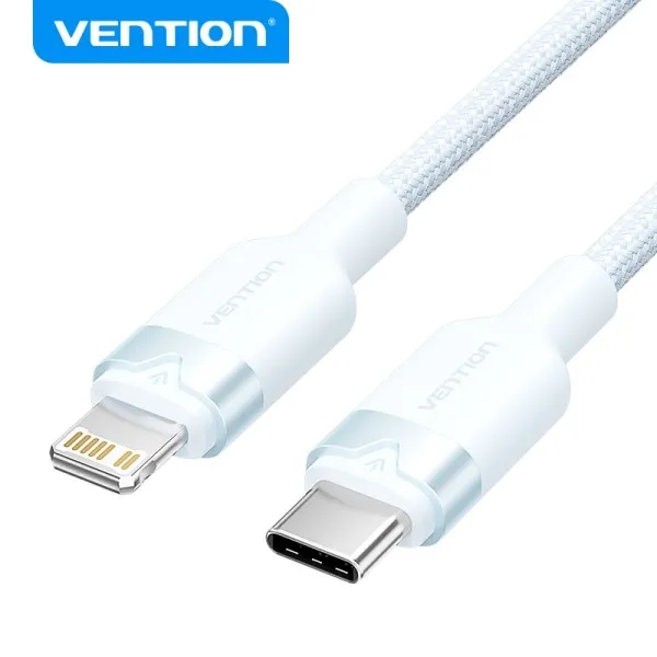 Cavo di ricarica USB-C/Lightning Vention - Alluminio intrecciato - 480 Mbps - 3 A - 27 W Max - 2 m - Blu - immagine 1