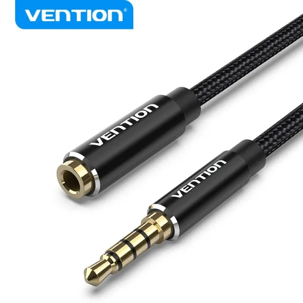 Cavo audio stereo Vention - Jack da 35 mm maschio a femmina - Lunghezza 5 m - Nero - immagine 1