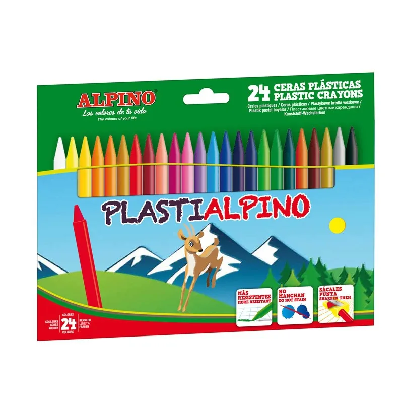 Alpino Confezione da 24 Pastelli PlastiAlpino per Bambini - Materiale Resistente e Antimacchia - Colori Brillanti - Colori Assortiti - immagine 1
