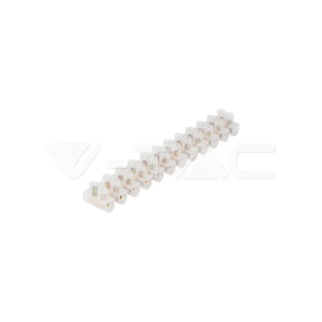 V-TAC Morsettiera 12 Connettori per Cavo Elettrico 5A da 5mm Colore Bianco (Confezione 10pz) - immagine 1