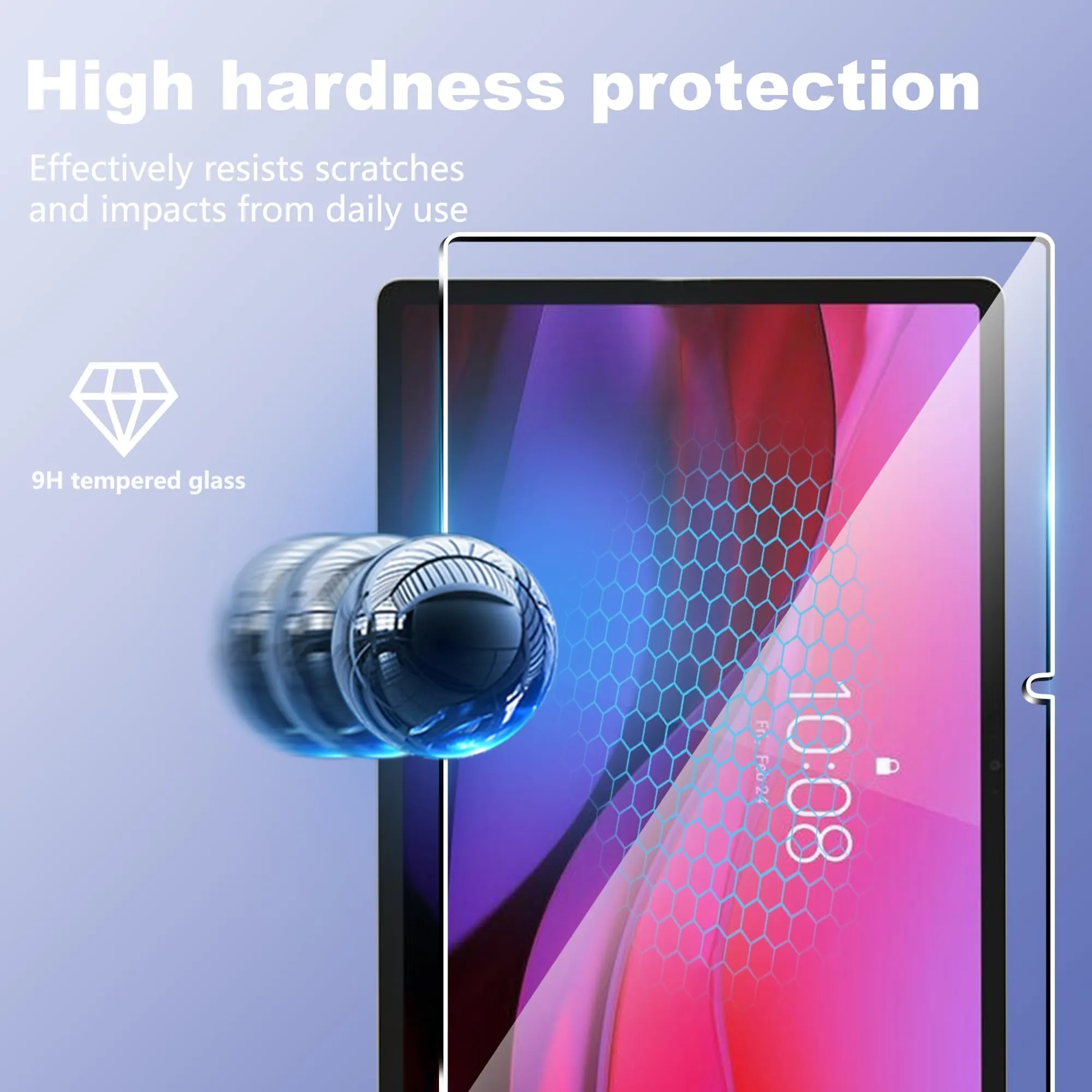 CAUHENYEE Pellicola Protettiva per Lenovo Tab 10.1" 2025 Vetro Temperato, AntiGraffio - immagine 4
