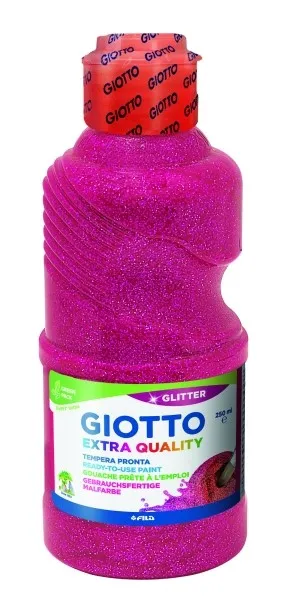 Tempera glitterata Giotto di qualità extra - 250 ml - Facile da usare - Flacone in PET biologico - Magenta - immagine 1