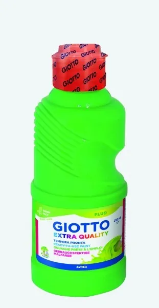 Tempera fluorescente Giotto Extra Quality - 250 ml - Liscia per un utilizzo piacevole - Flacone in PET biologico - Verde fluorescente - immagine 1