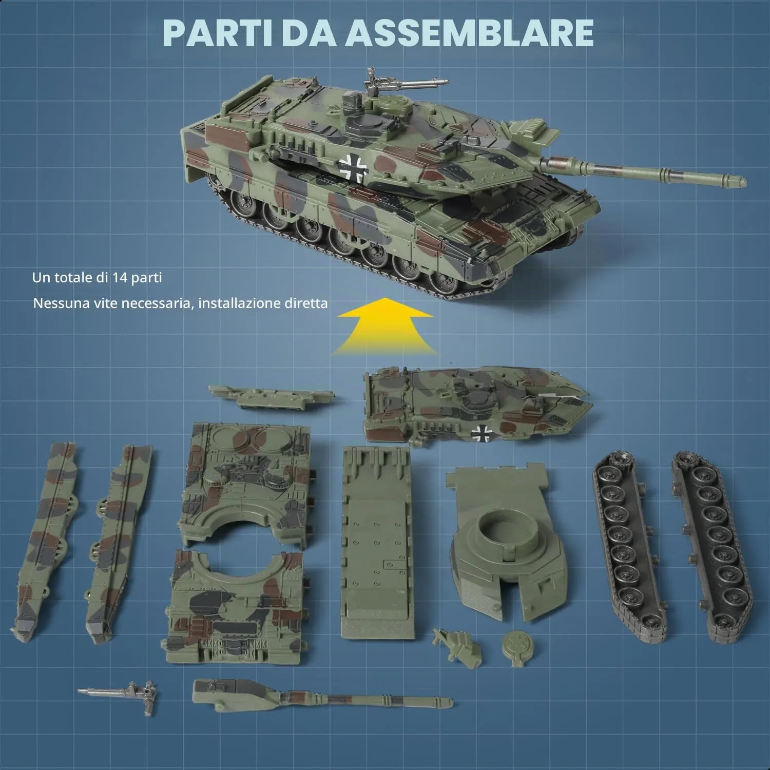 SEBUNAS 1/72 Scale Quick Build Leopard 2A7 Military Tank Model Germany States Armored Vehicle Leopard 2A7 Main Battle Tank Building Model - immagine 4