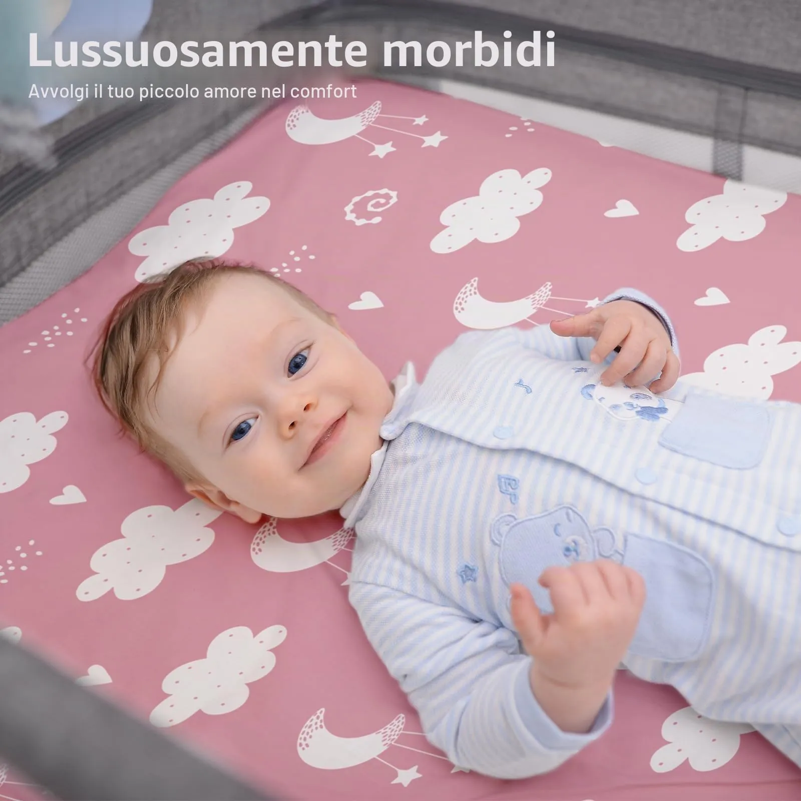 Fiemol Lenzuola Culla Next to Me 83x50cm, Confezione da 3 Coprimaterassi per Culla Neonato, Lenzuola con Angoli Elasticizzate in Microfibra Ultra Morbida e Setosa, Rosa e Stelle - immagine 7