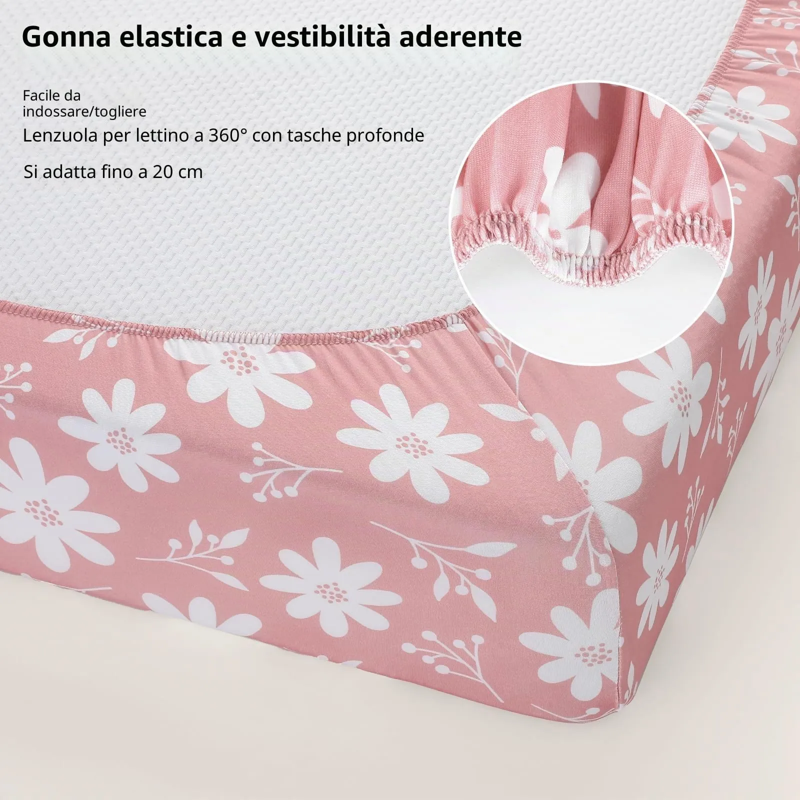 Fiemol Lenzuola Lettino 140x70 cm, Confezione da 3 Coprimaterassi per Lettino Neonato, Lenzuola con Angoli Elasticizzate in Microfibra Ultra Morbida e Setosa, Rosa e Farfalla - immagine 5