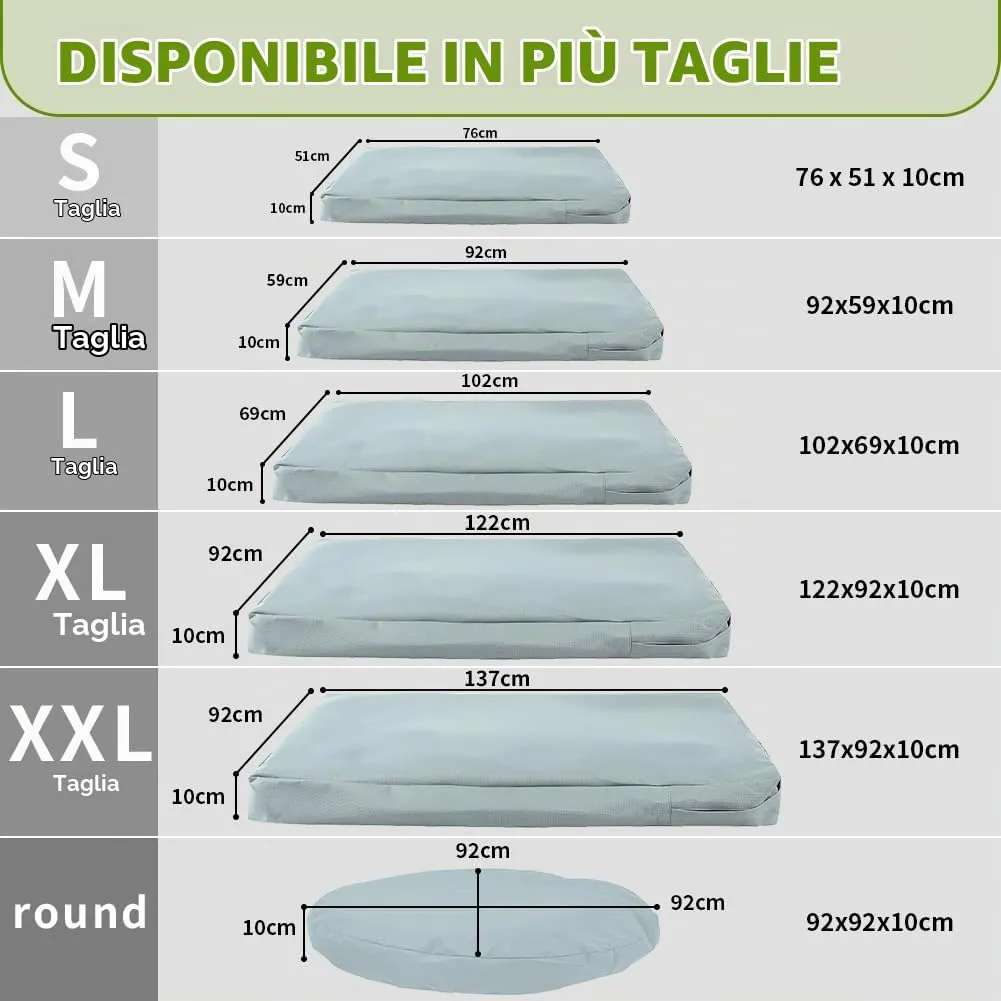 DUJUIKE Coprimaterasso di Ricambio Impermeabile per Cani, coprimaterasso per Animali Domestici, coprimaterasso per Cani Lavabile e sfoderabile, copricuccia con Cerniera (Grigio, M(92 x 59 x 10cm)) - immagine 5
