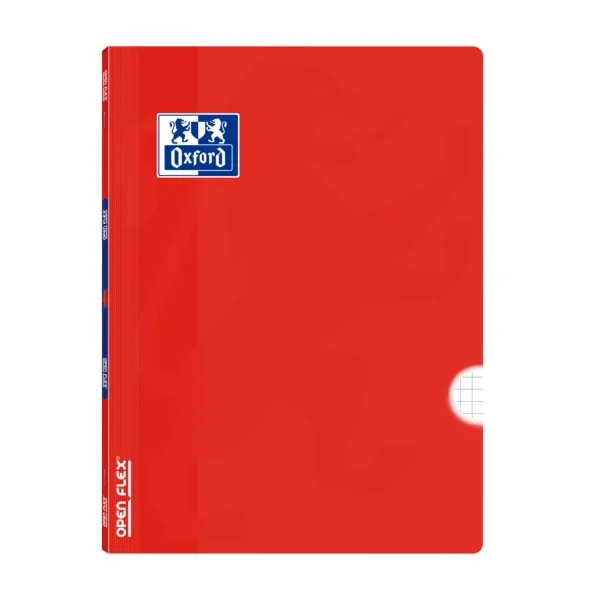 Oxford School Classic Openflex A4 - Copertina in plastica resistente - Quaderno spillato 4x4 con margine - 48 fogli di alta qualità - Rosso - immagine 1