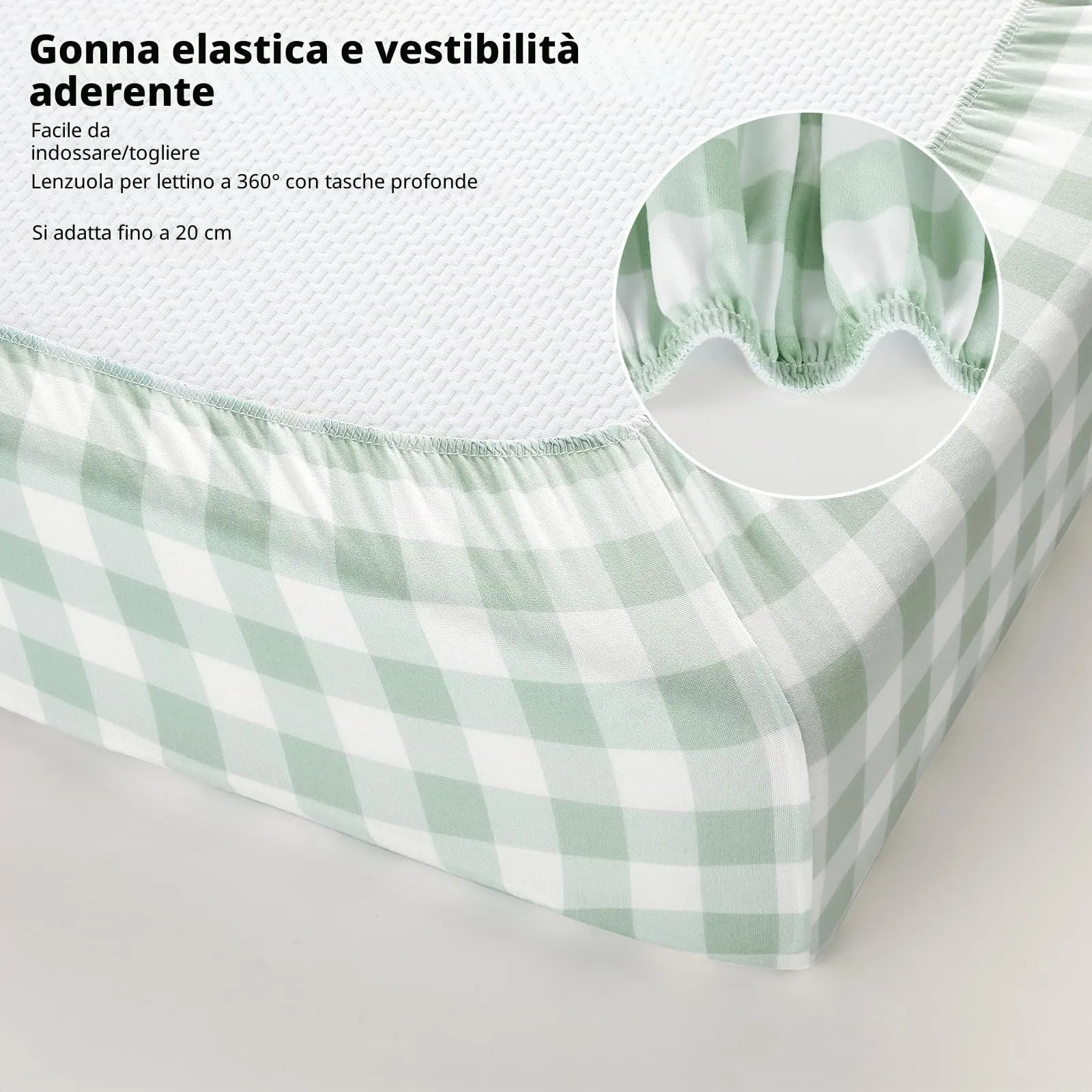 Fiemol Lenzuola Lettino 120x60 cm, Confezione da 3 Coprimaterassi per Lettino Neonato, Lenzuola con Angoli Elasticizzate in Microfibra Ultra Morbida e Setosa, Verde e Orso - immagine 5