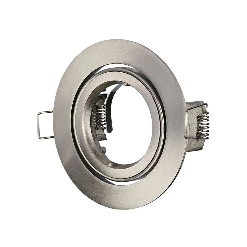 V-TAC Portafaretto LED da Incasso Rotondo GU10 e GU5.3 (MR16) Colore Nichel Satinato Orientabile - immagine 1