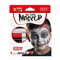 Carioca Mask Up Creepy Confezione da 3 Colori Pelle - Colori Brillanti - Lavabili - A Base d'Acqua - Include Due Tutorial Passo-Passo - Colori: Bianco Rosso e Nero - immagine 1