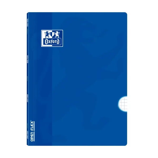 Quaderno Oxford School Classic Openflex con punti metallici formato A4 48 fogli griglia 4x4 con margine - Copertina in plastica traslucida - Ideale per studenti - Blu - immagine 1