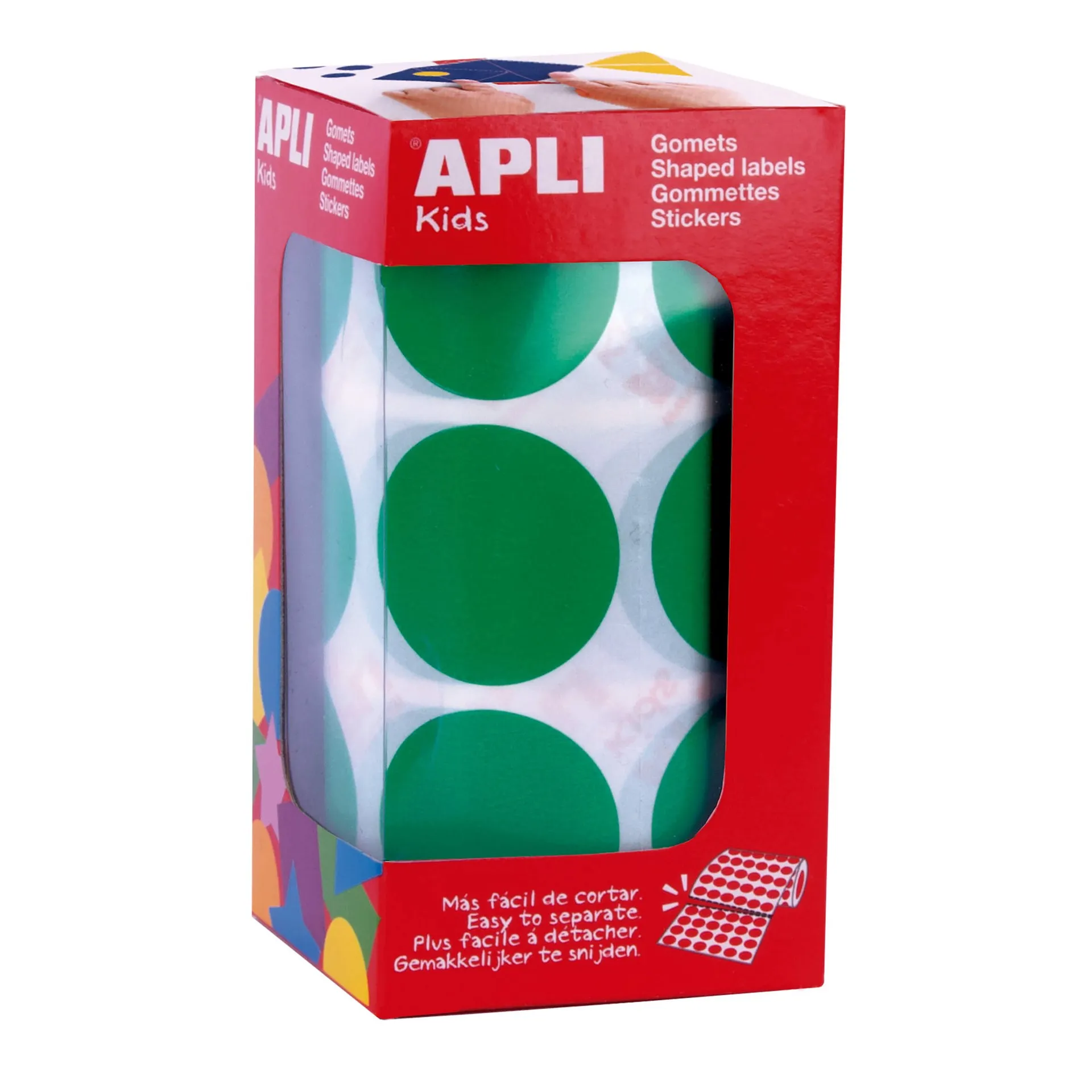 Apli Green Round XL Stickers - Ø 33mm - Adesivo Permanente - 708 Stickers per Rotolo - immagine 1