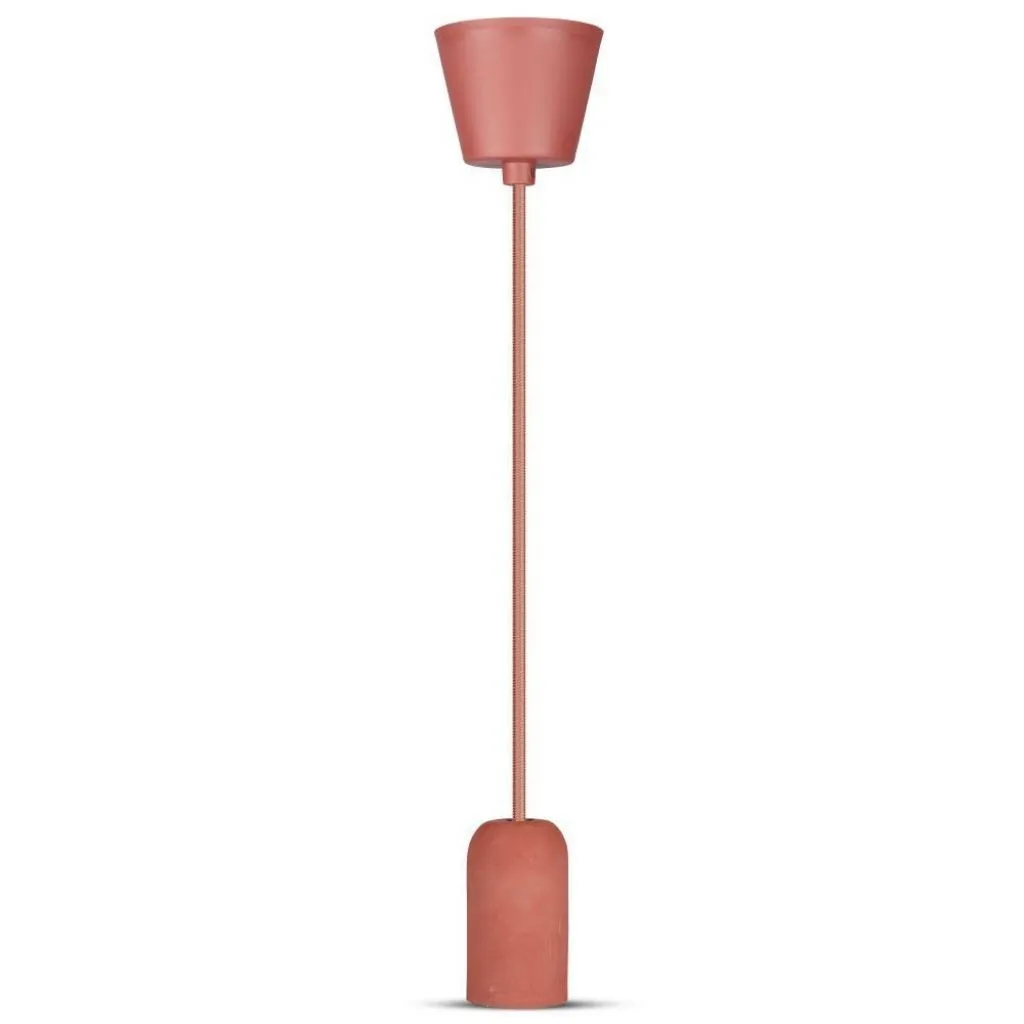 V-TAC Lampadario LED a Cilindro in Calcestruzzo con Portalampada E27 (Max 60W) Colore Rosso - immagine 1