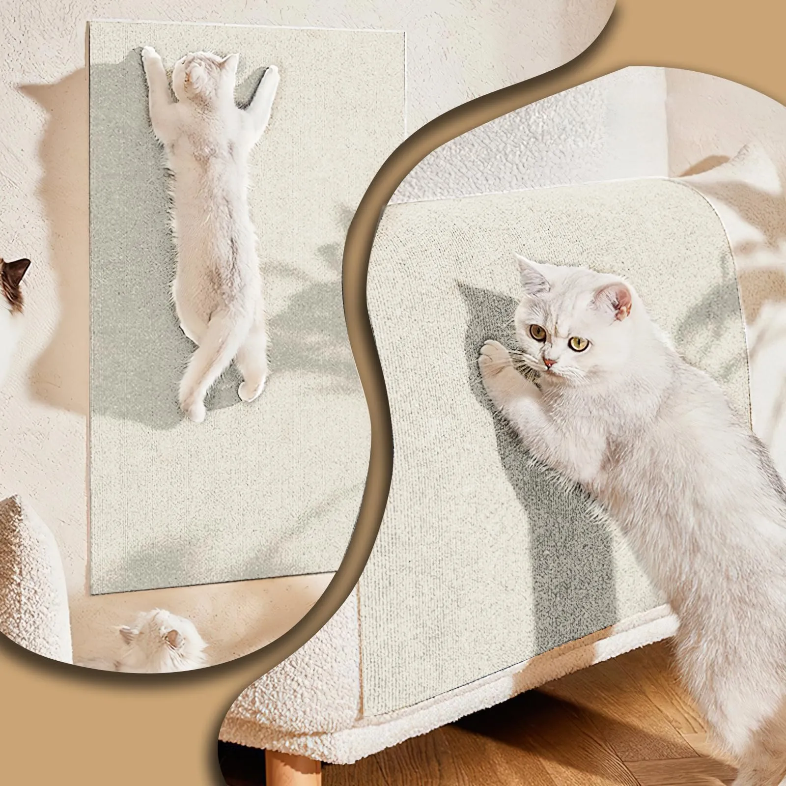 Tappetino Antigraffio Autoadesivo per Gatti, dellyy Ritagliabili Tappeto Tiragraffi per Gatti, DIY Tappetino Tiragraffi Autoadesivo per Gatti, Protegge Tappeti e Divani - immagine 6