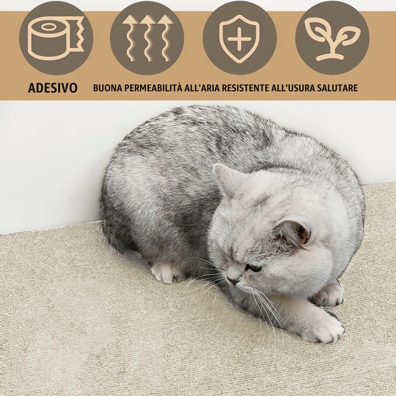 Tappetino Antigraffio Autoadesivo per Gatti, dellyy Ritagliabili Tappeto Tiragraffi per Gatti, DIY Tappetino Tiragraffi Autoadesivo per Gatti, Protegge Tappeti e Divani - immagine 8