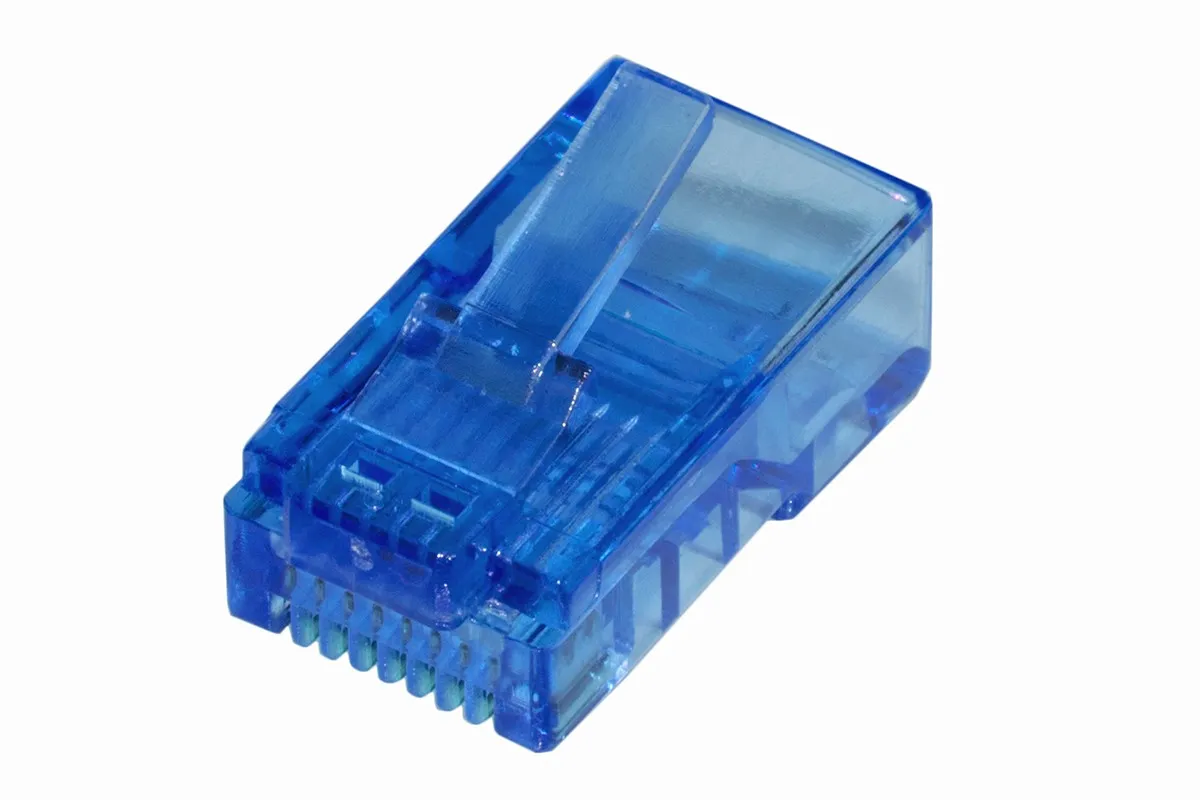 Confezione 100 Connettori 8 Poli Cat 5E Utp Non Schermato Rj45 Blu - immagine 1