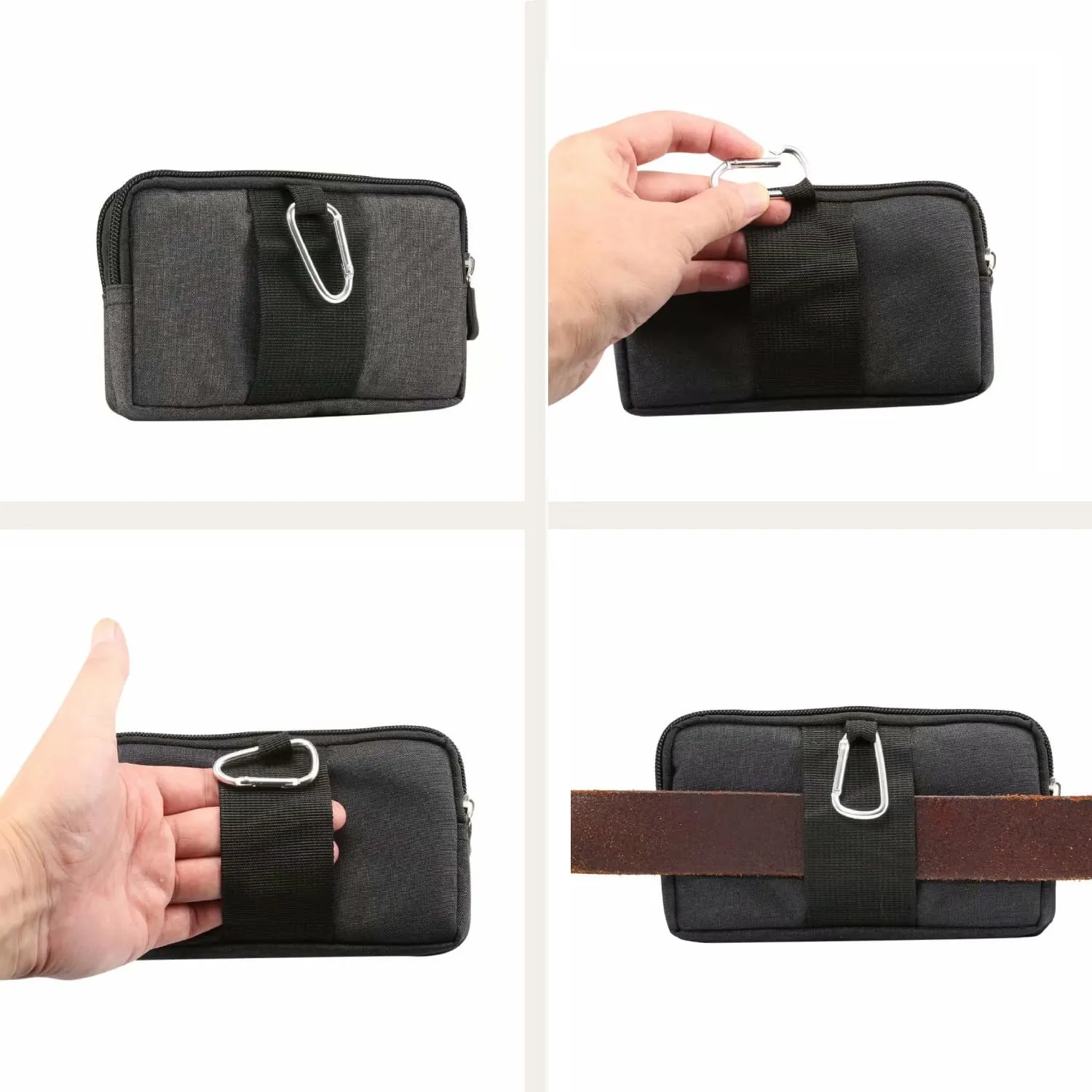 Narunii - Borsetta a forma di banana, piccola pochette da uomo, con tracolla, per uso quotidiano e escursionismo, con custodia e clip per il trasporto (6,4” Nero) - immagine 7