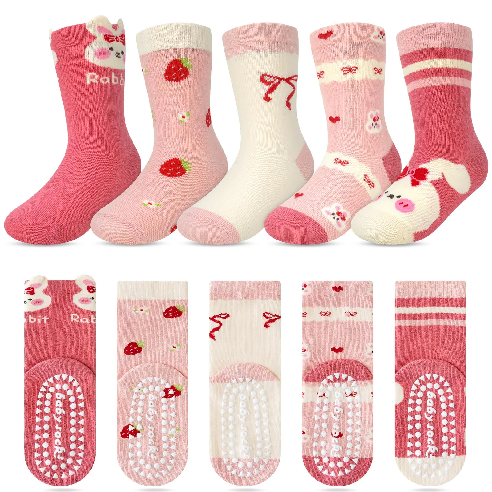 Kyopp 5 Paia Calzini per Bambini e Ragazze e Ragazzi Divertenti Calzini Animali in Cotone Unisex per Crew Socks 21-37 - immagine 1
