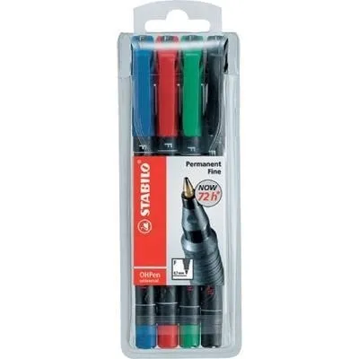 STABILO OHPen universal permanent 4 Pack marcatore permanente Tipo di punta Nero Blu Verde Rosso 4 pz - immagine 1