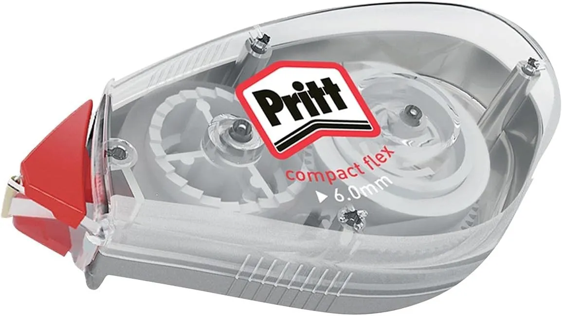 Nastro correttore Pritt Compact Flex 6 mm x 10 m - Punta flessibile - Correzione fluida e pulita - Correzione a 2 vie - Cappuccio protettivo - immagine 1