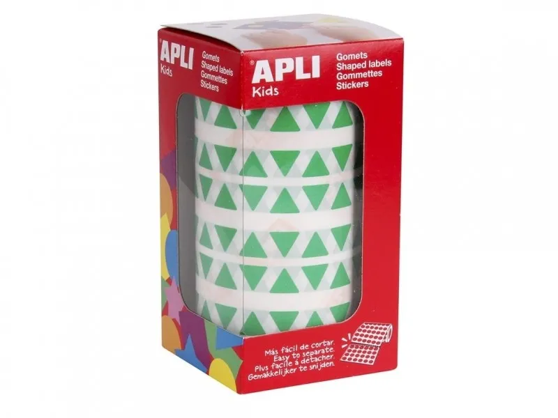 Rotolo Apli da 6.136 adesivi triangolari - Adesivo permanente - Facile da separare - Adesivo a base d'acqua - Colore verde - immagine 1