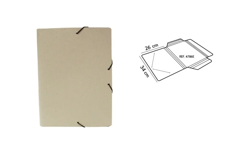Cartella Mariola ECO con alette realizzata al 100% in cartone riciclato - Formato A4 - Dimensioni: 34x26 cm - Chiusura elastica - Grigio - immagine 1