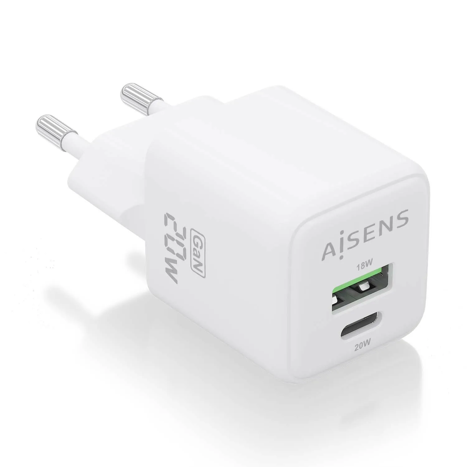 AISENS ASCH-20W2P010-W Caricabatterie per dispositivi mobili Universale Bianco AC Ricarica rapida Interno - immagine 1