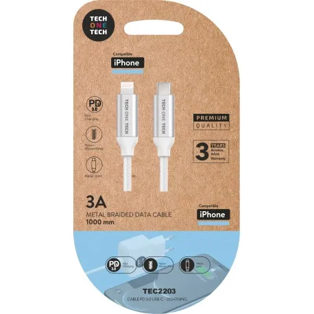 TECH1TECH TEC2203 cavo Lightning 1 m Bianco - immagine 1