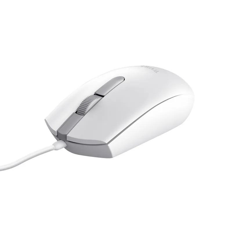 Trust TM101 Eco USB Mouse 1200 dpi - Realizzato con il 50% di plastica riciclata - 3 pulsanti - Uso ambidestro - Cavo da 160 m - Bianco - immagine 1