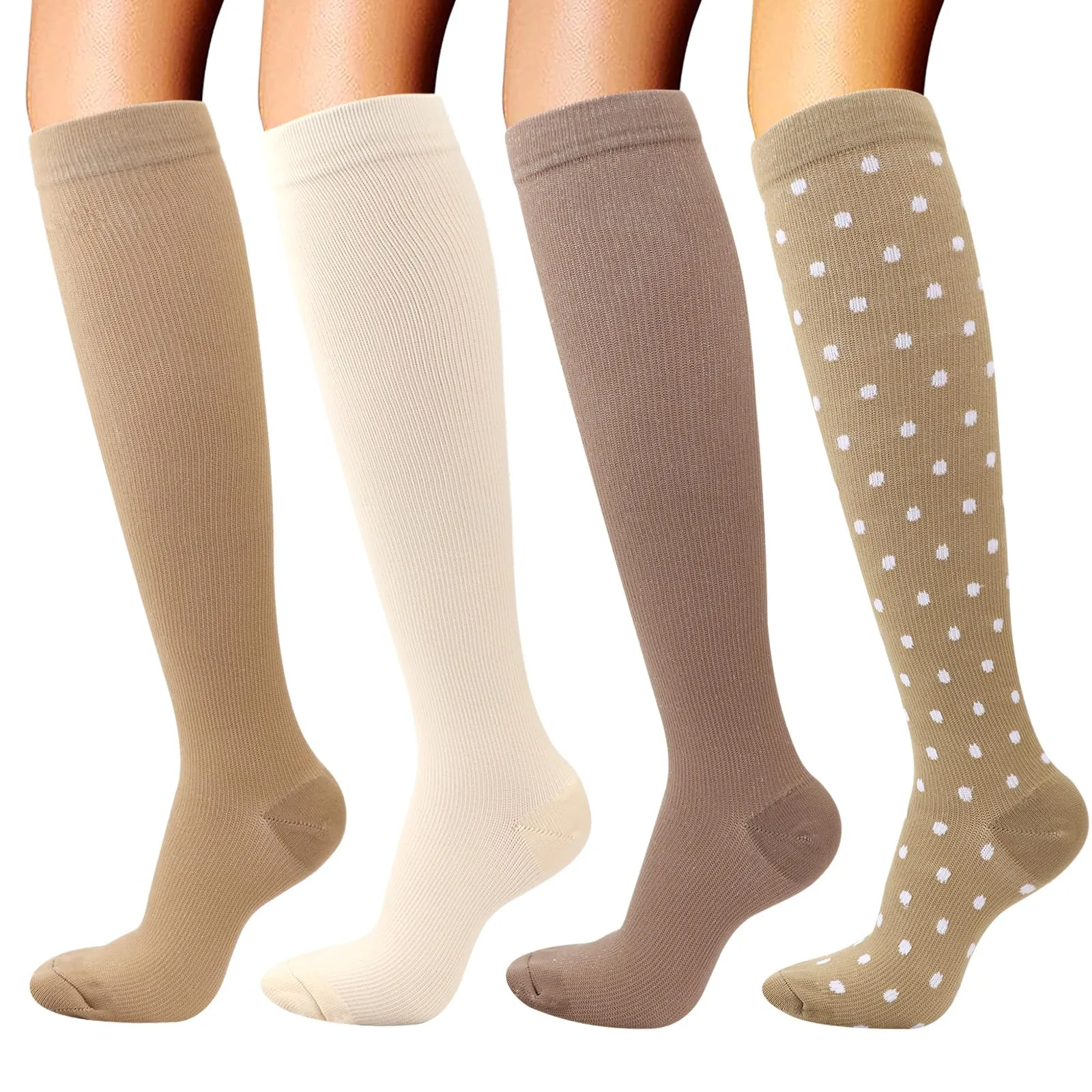 DRESHOW 4 Paia Calze a Compressione per Donna e Uomo Circolazione Miglior Supporto Alla per Atletica,Corsa,Ciclismo,Viaggi - immagine 1