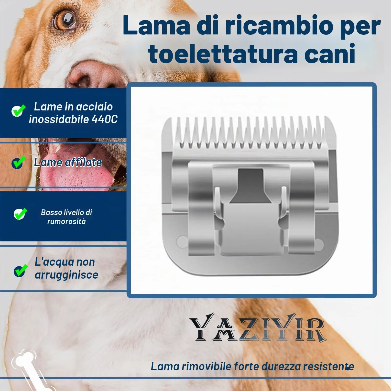 Confezione da 3 lame in acciaio inossidabile 7FC per toelettatura di cani, compatibili con Andis, Oster A5,/Heiniger/moser max 50/Wahl, misura 7FC, lama da 1/8 di pollice, lunghezza di taglio 3,2 mm - immagine 2