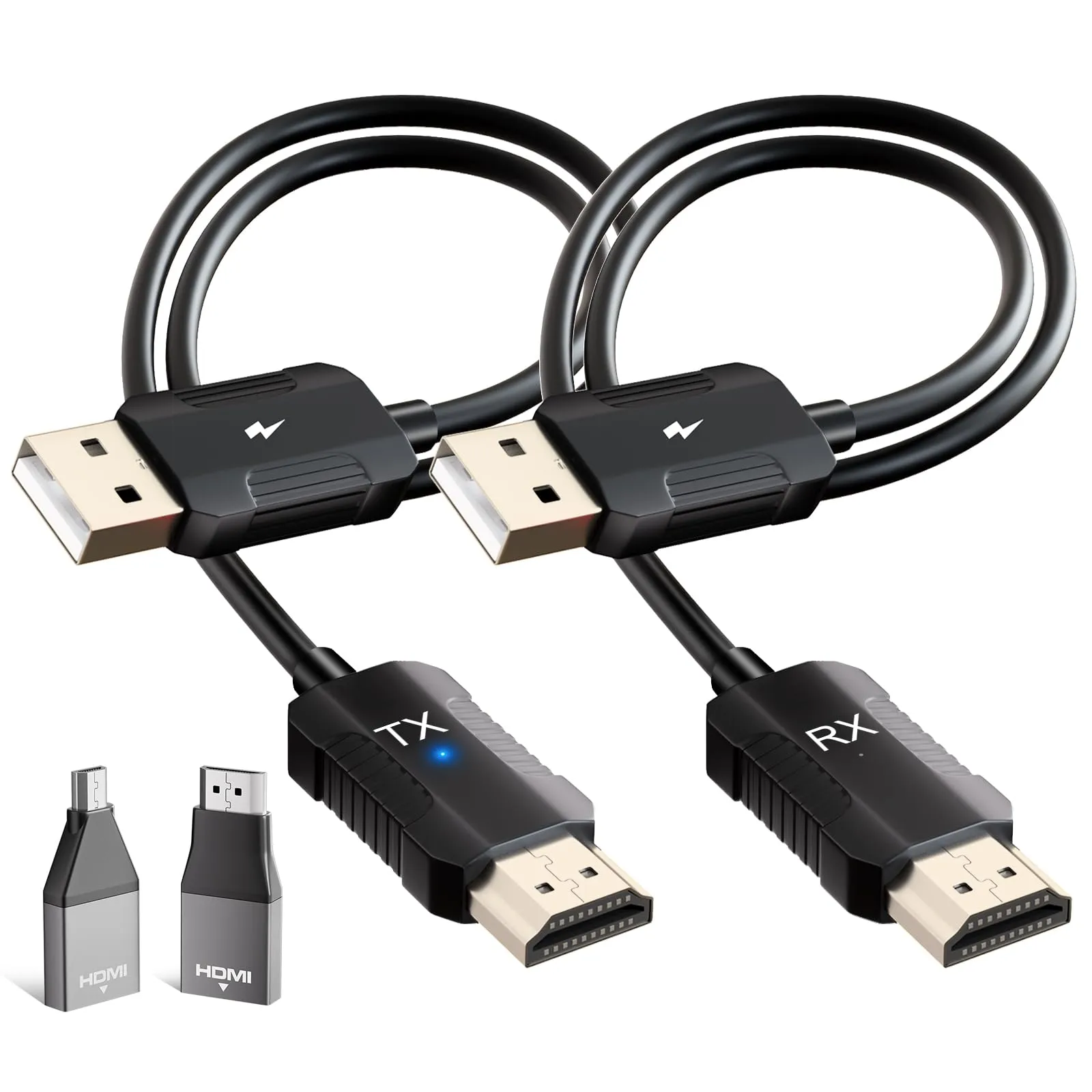 HDMI Wireless Trasmettitore e Ricevitore, Decodifica 4K Uscita 1080P, Cavo HDMI Senza Fili Portata 165FT/50M, 2,4 G e 5G Streaming Video/Audio/File da Laptop, PC a Monitor/TV/Proiettore, Nero - immagine 1