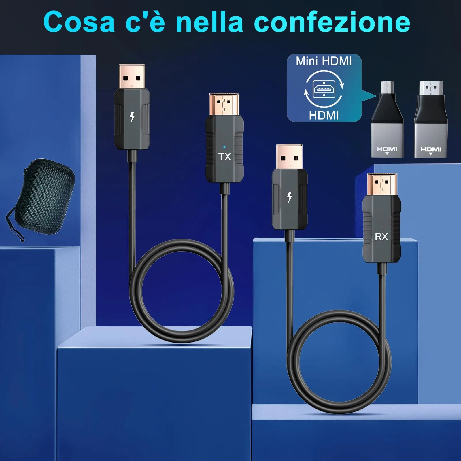 HDMI Wireless Trasmettitore e Ricevitore, Decodifica 4K Uscita 1080P, Cavo HDMI Senza Fili Portata 165FT/50M, 2,4 G e 5G Streaming Video/Audio/File da Laptop, PC a Monitor/TV/Proiettore, Nero - immagine 9