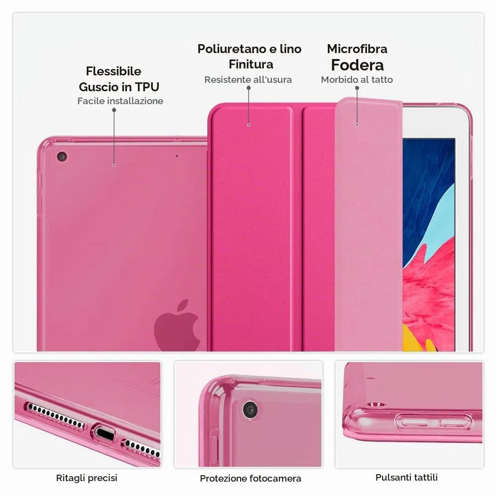 MoKo Cover per iPad 9a/8a/7a Gen 10,2" 2021/2020/2019, Rosa Brillante - immagine 4