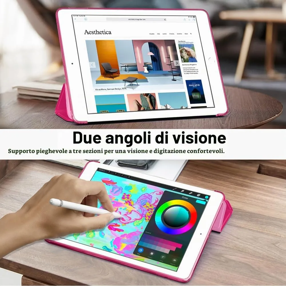 MoKo Cover per iPad 9a/8a/7a Gen 10,2" 2021/2020/2019, Rosa Brillante - immagine 5