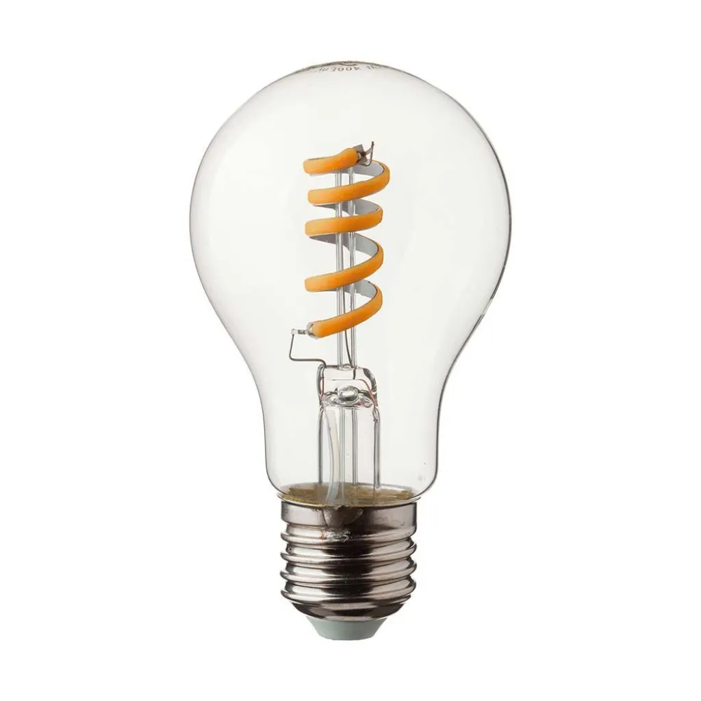 V-TAC Lampadina LED E27 4W 100LM/W A60 Filamento a Spirale 3000K - immagine 1