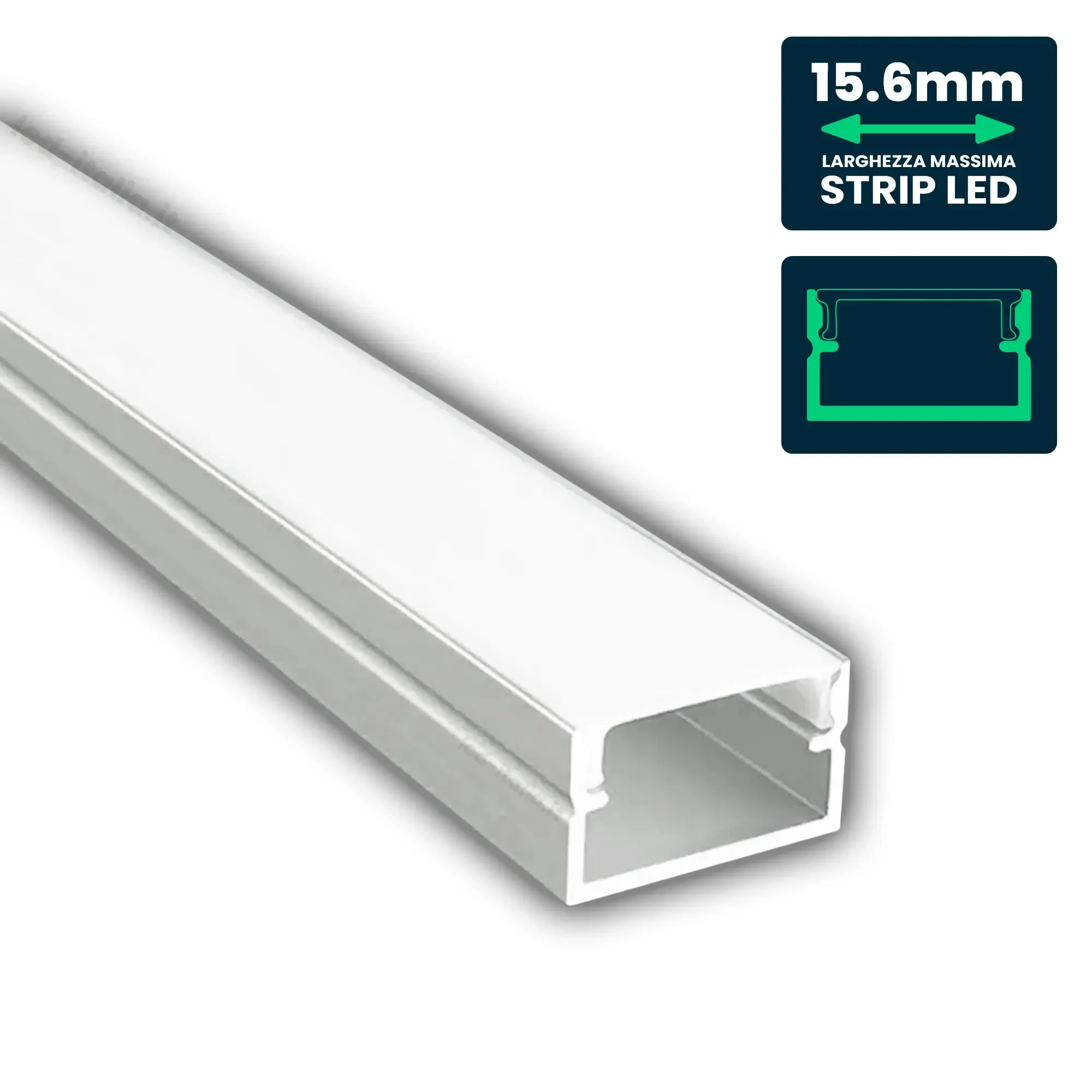 Mounting Kit With Diffuser For Led Strip Surface 1000*17*10Mm - immagine 1