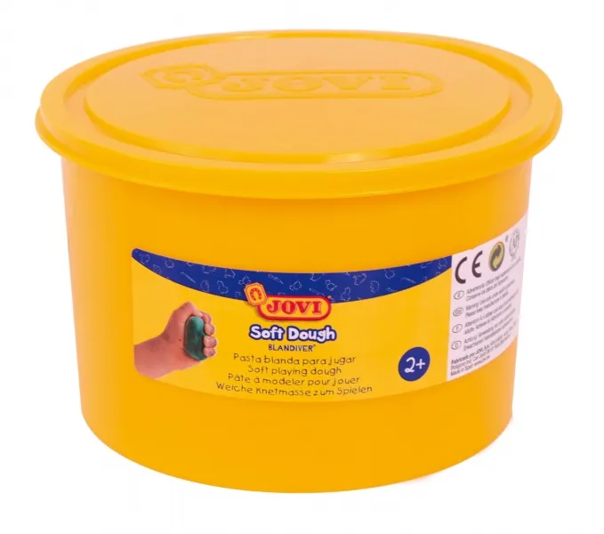 Pasta modellabile Jovi Soft Dough Blandiver in barattolo da 460 g - Morbida e flessibile - Facile da impastare e modellare - Ideale per principianti della modellazione - Giallo - immagine 1